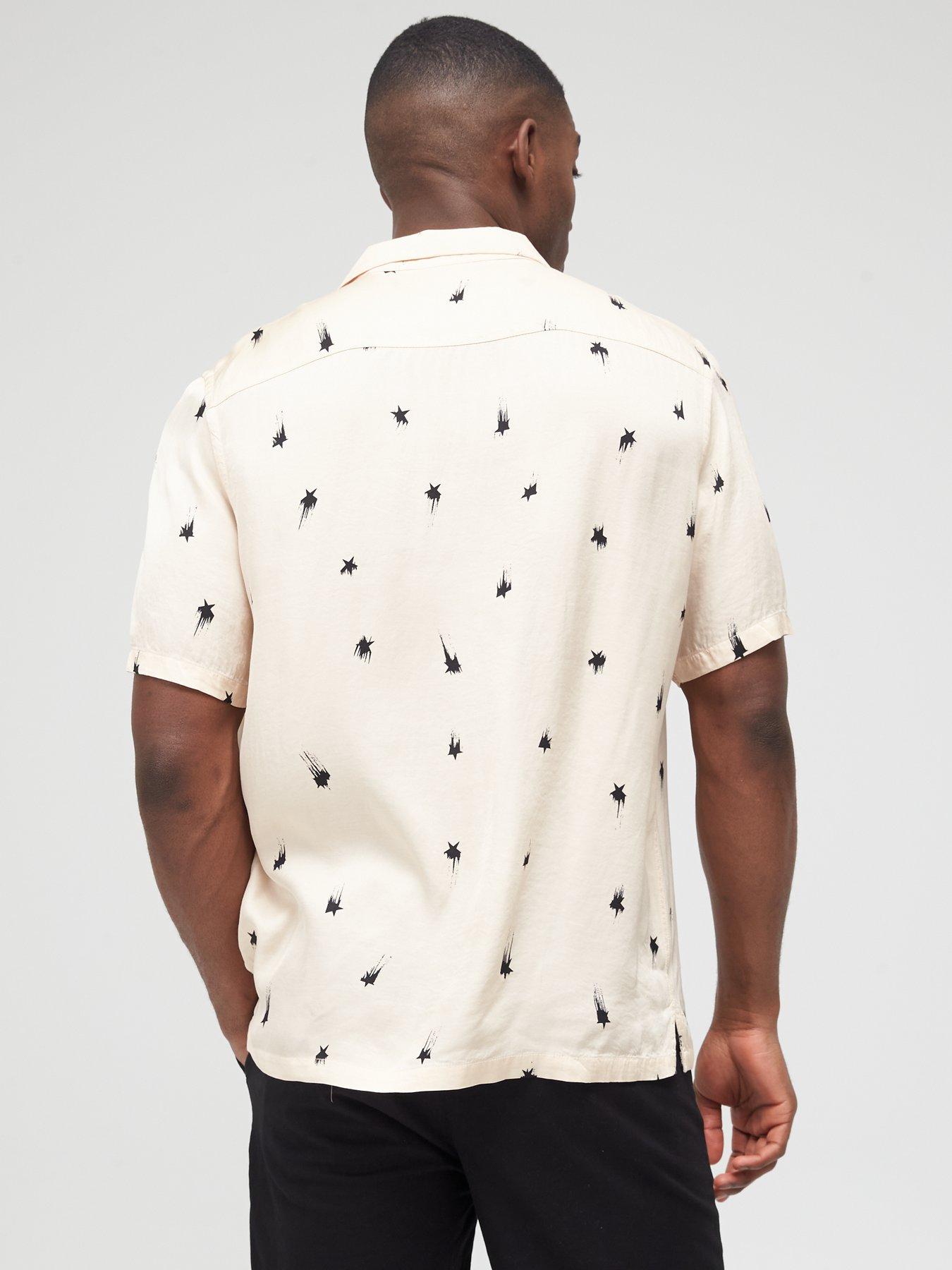 mens short sleeve shirt cream
