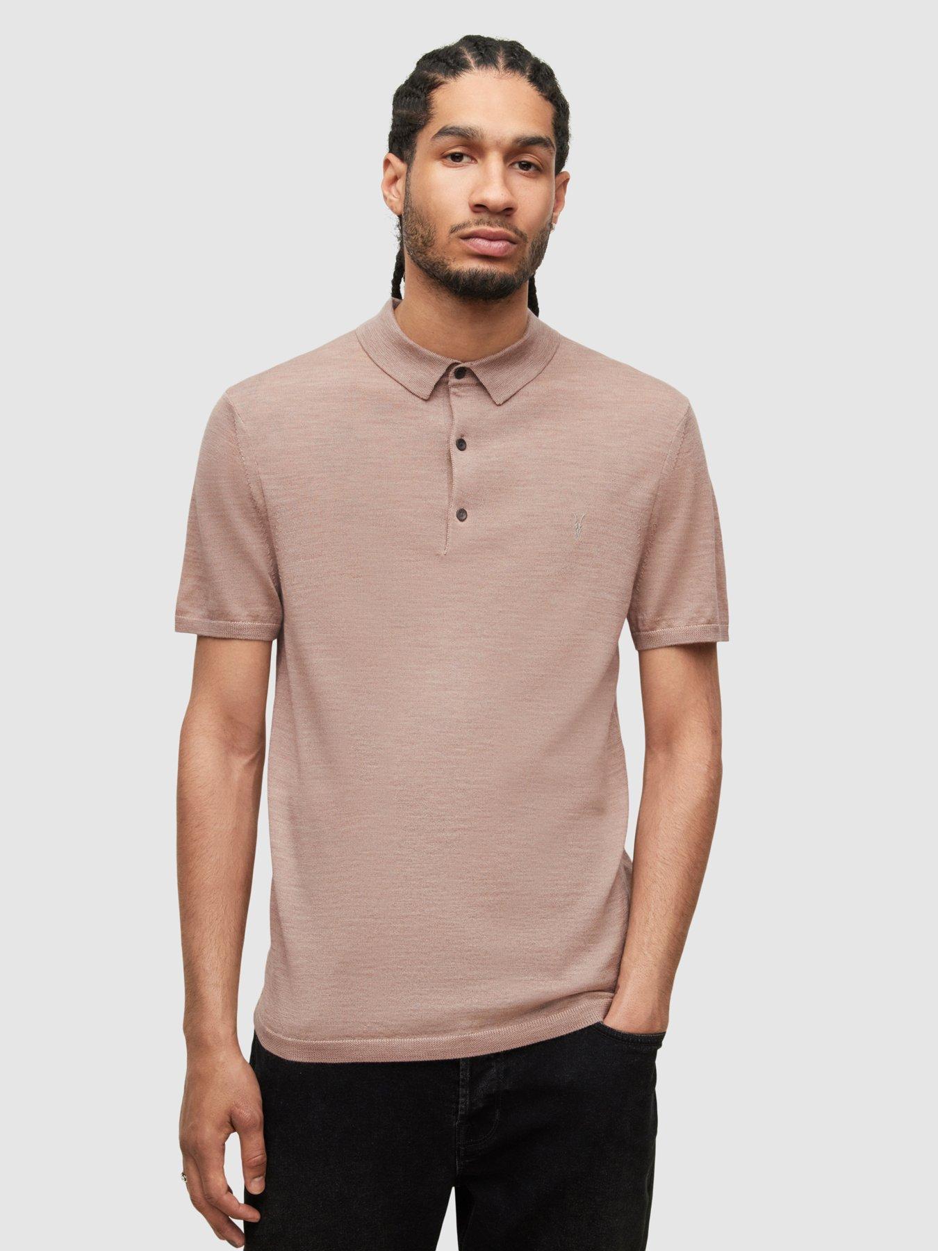 AllSaints Mode Merino Long Sleeve Polo Shirt in Green for Men