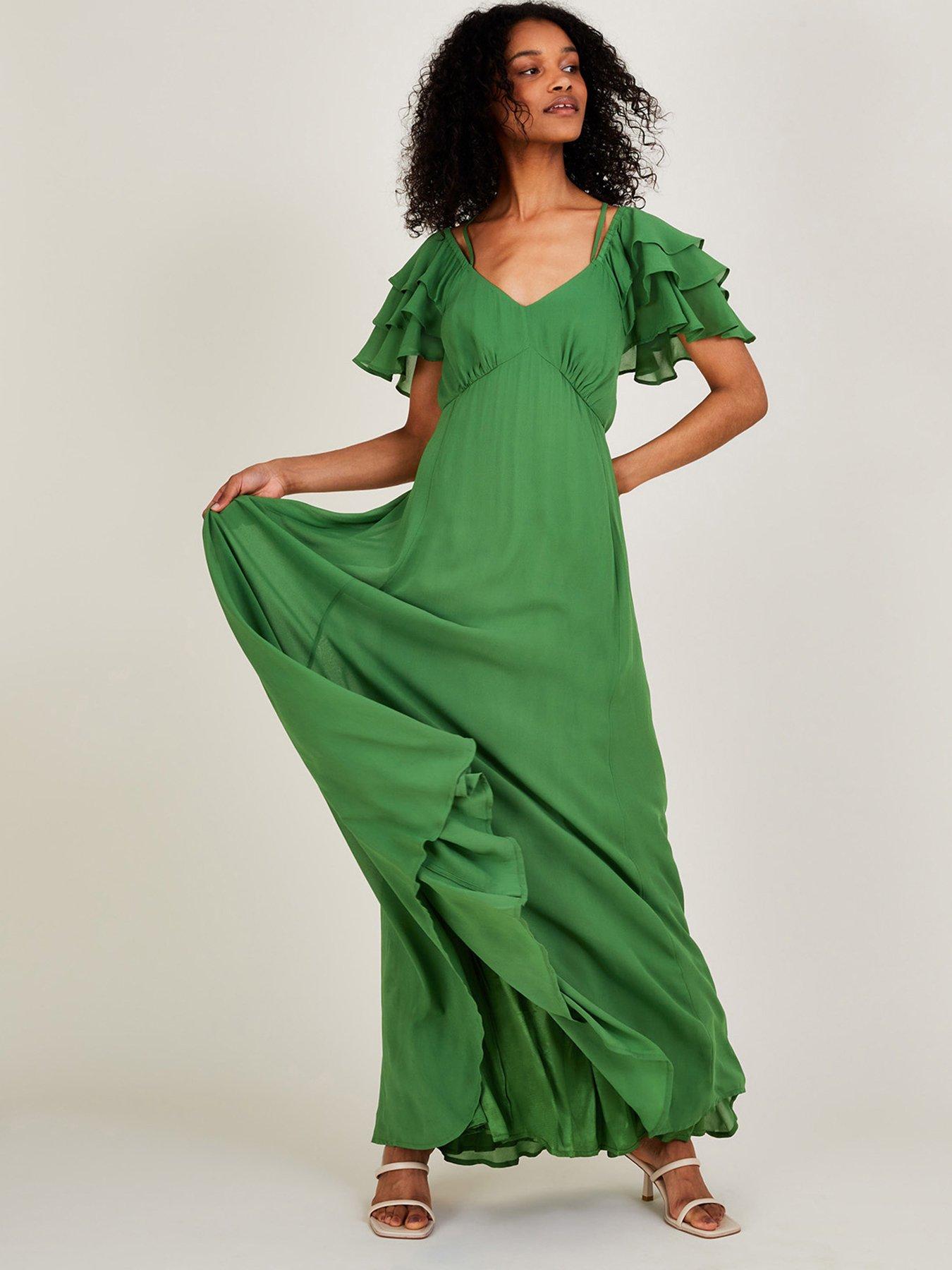 Monsoon Gracie Sustainable Maxi Dress - Green | very.co.uk
