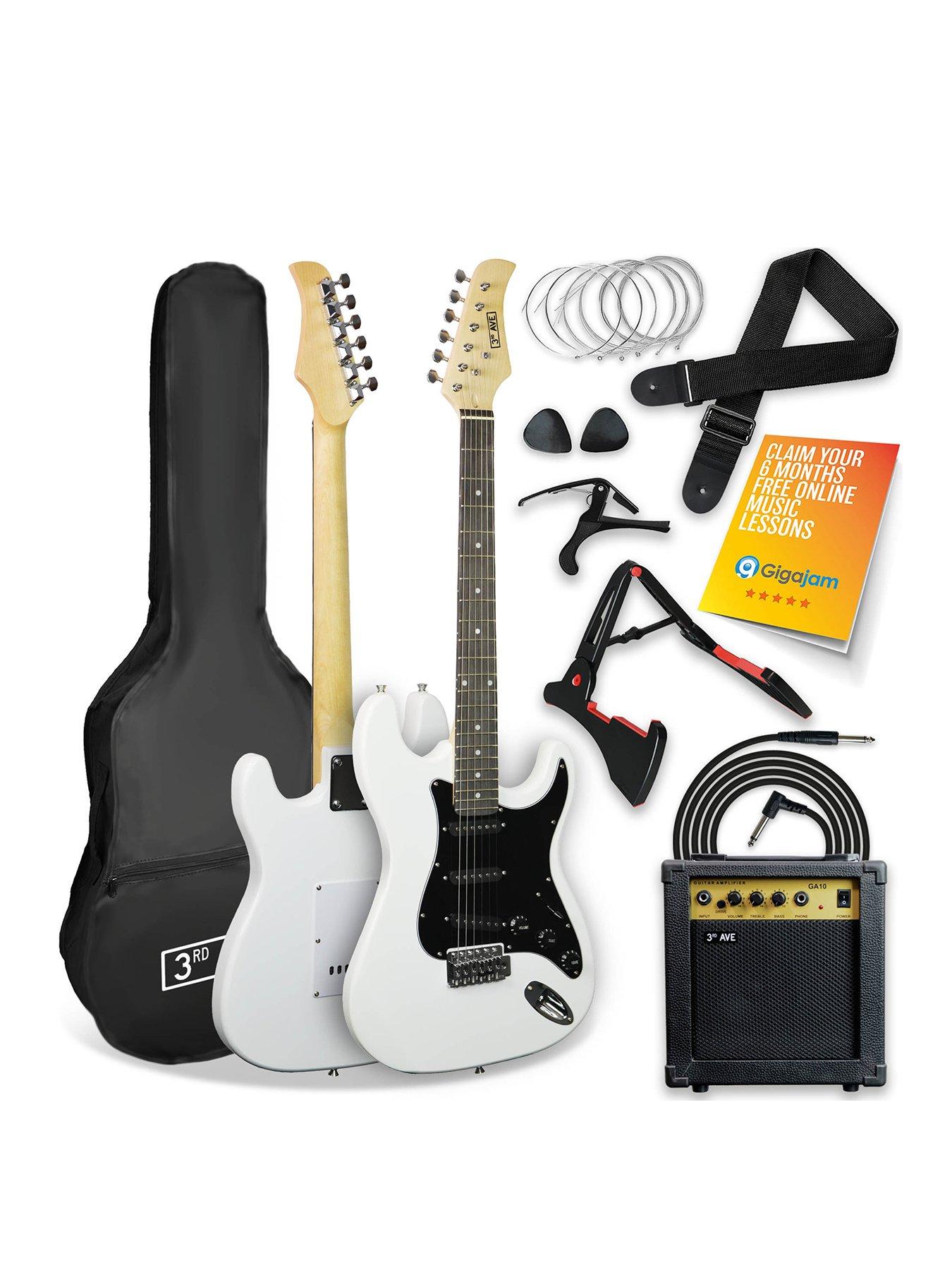 undefined Full Size 4/4 Electric Guitar Ultimate Kit with 10W Amp - 6 Months FREE Lessons - White