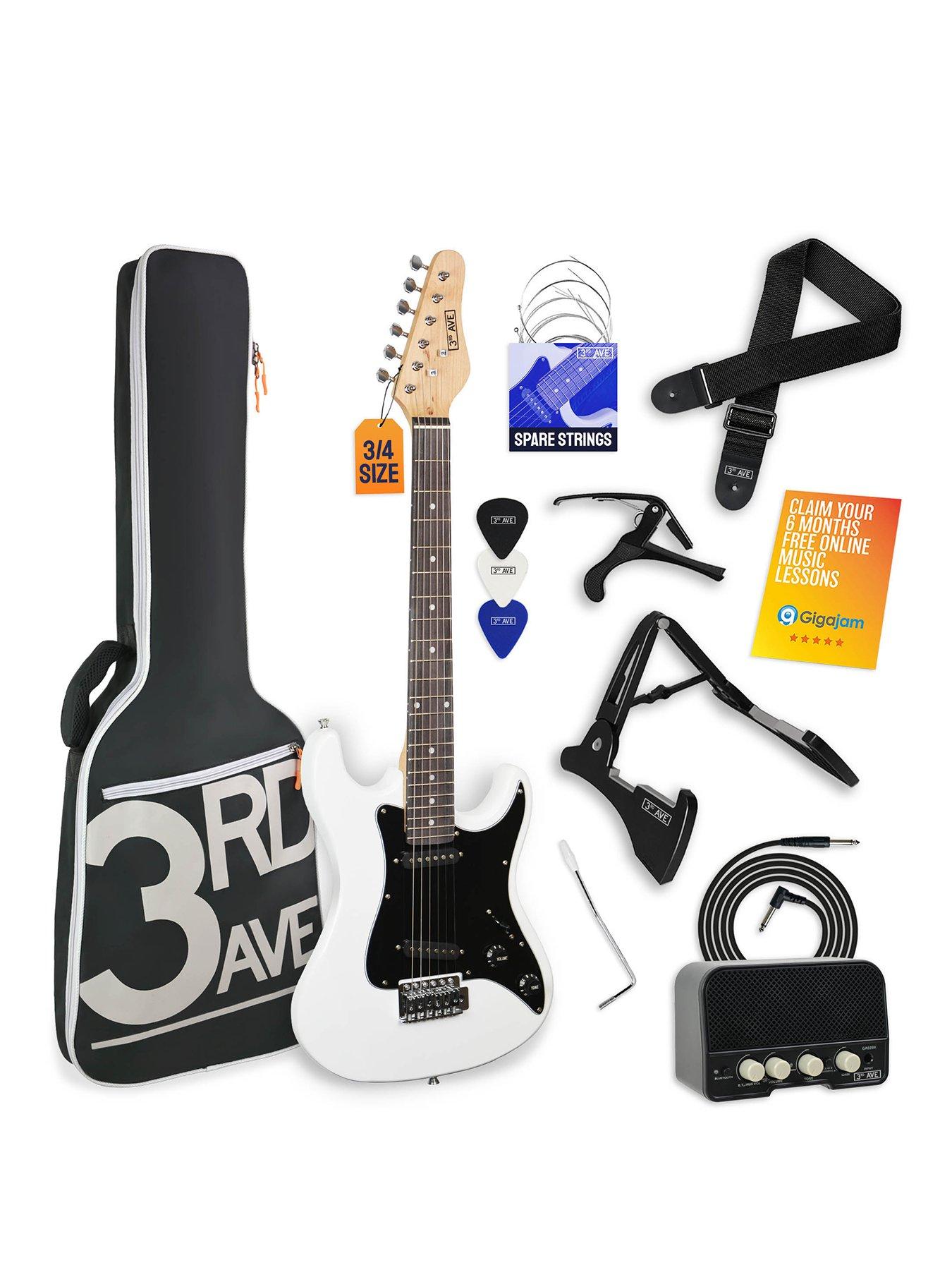 3rd Avenue 3/4 Size Electric Guitar Ultimate Kit with Amp - 6 Months FREE Lessons - White