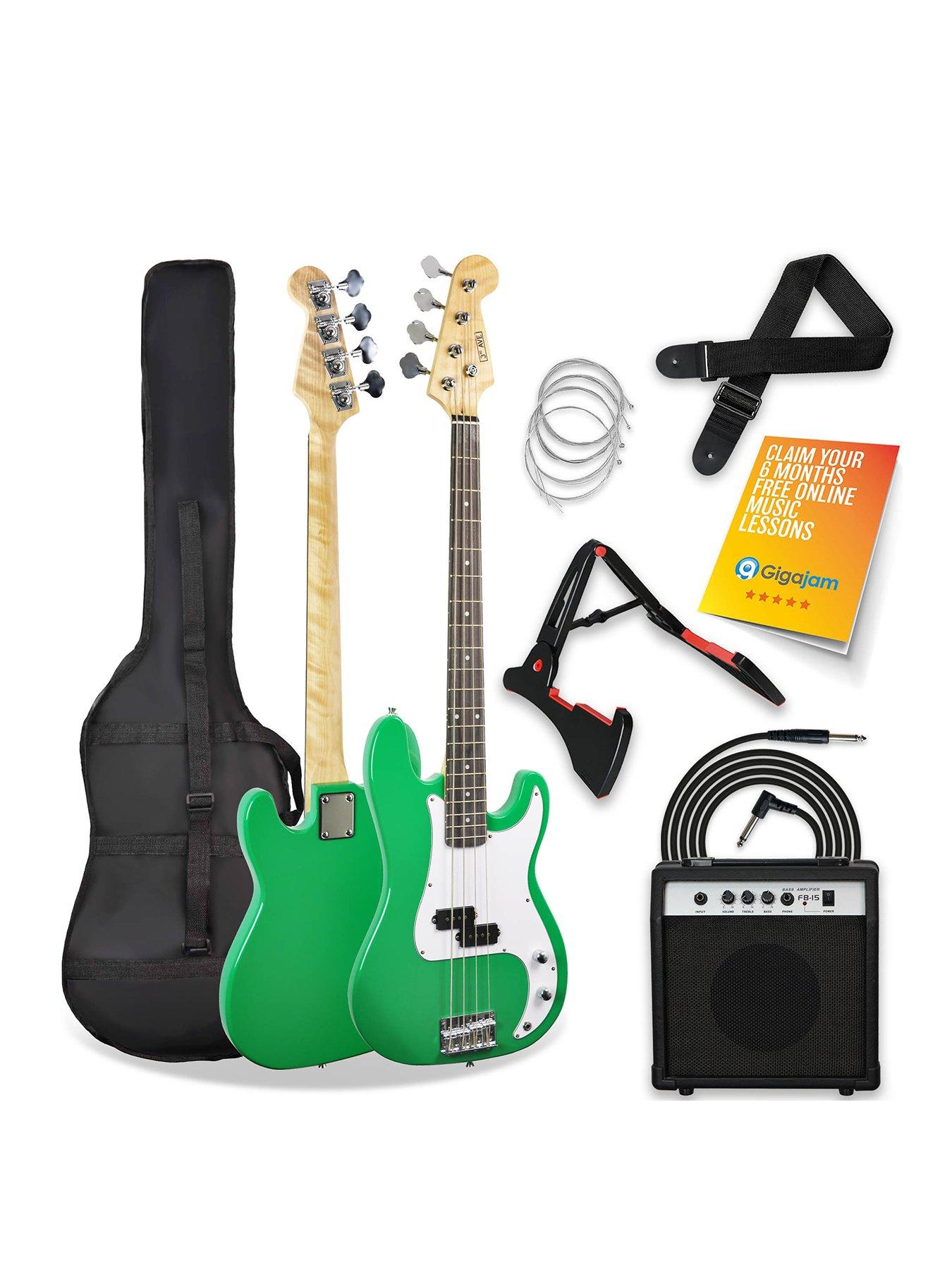 Full Size Bass Guitar Ultimate Kit with 15W Amp 6 Months FREE