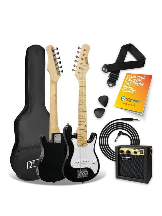 front image of 3rd-avenue-3rd-avenue-junior-electric-guitar-pack-black-and-white