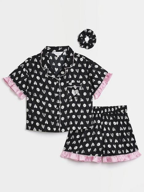 river-island-girls-satin-heart-pyjama-set-black
