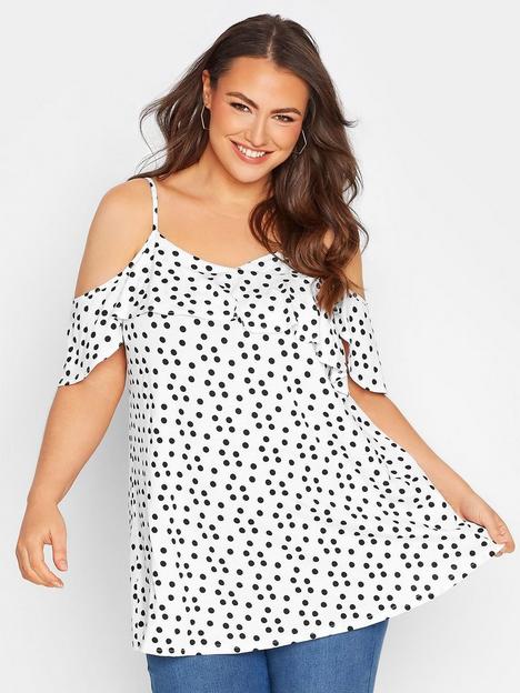 yours-frill-cold-shoulder-top-white-spot