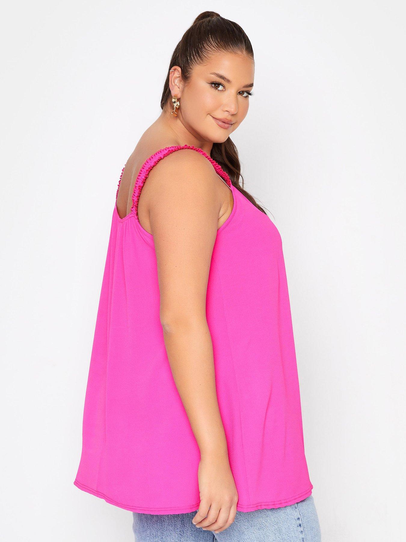 Yours Shirred Vest Top - Hot Pink 