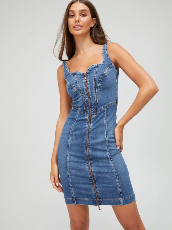 Guess Lilamor Dress - Mid Blue | very.co.uk