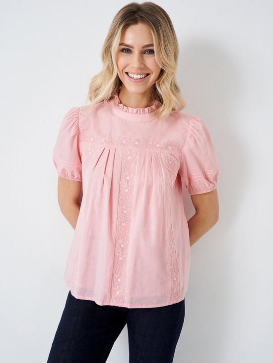 front image of crew-clothing-ella-blouse-pink