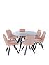  image of very-home-triplo-130-cmnbspround-glass-topnbspdining-table-6-chairs-blackpink