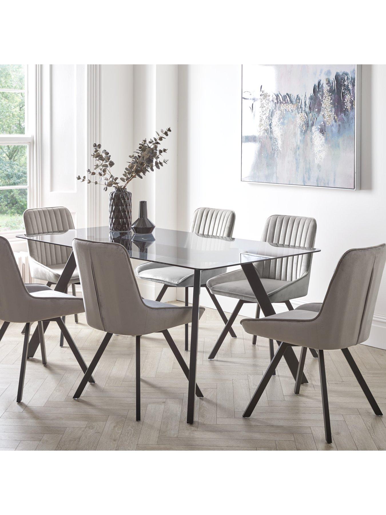 Glass dining table 2025 with 6 chairs price