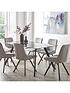  image of very-home-triplo-160-cm-glass-top-rectangular-dining-table-6-chairs-blackgrey