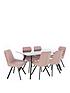  image of very-home-triplo-160-cm-glass-topnbsprectangular-dining-table-6-chairs-blackpink