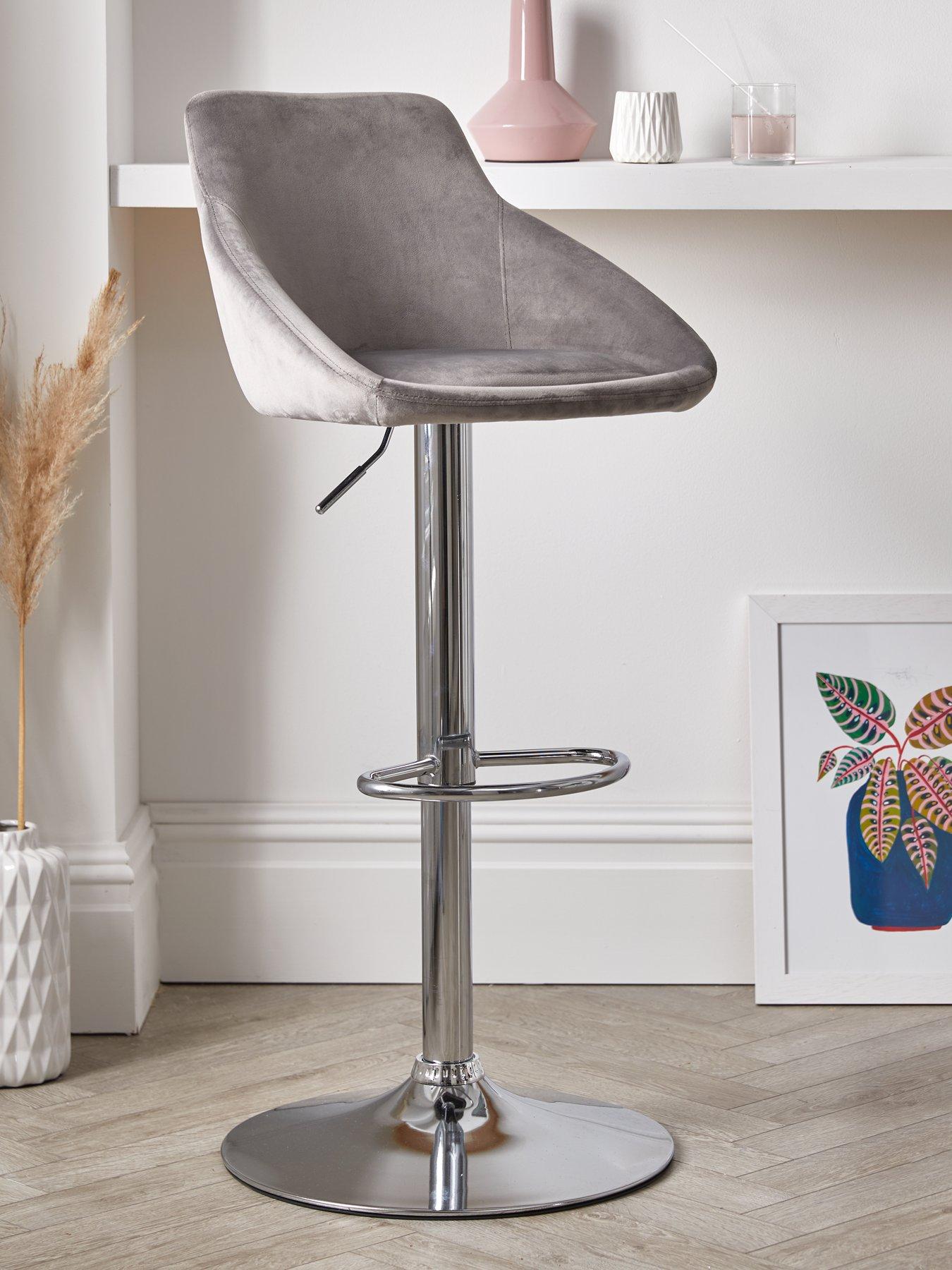 Very Home Dahlia Fabric Gas Lift Bar Stool - Grey - FSC® Certified