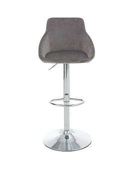 Product photograph of Very Home Dahlia Fabric Gas Lift Bar Stool - Grey from very.co.uk