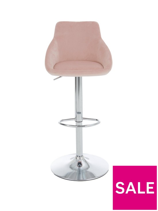 front image of very-home-dahlia-velvetnbspgas-lift-bar-stool--nbsppink