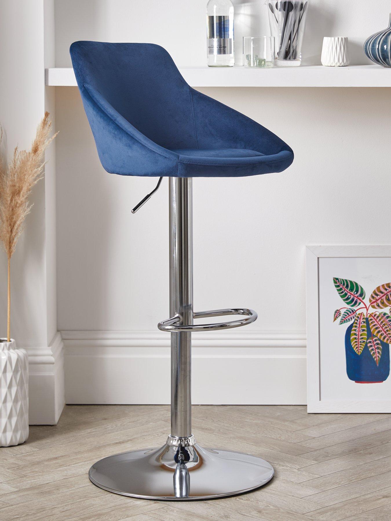 Very Home Dahlia Fabric Gas Lift Bar Stool - Blue - Fsc Certified