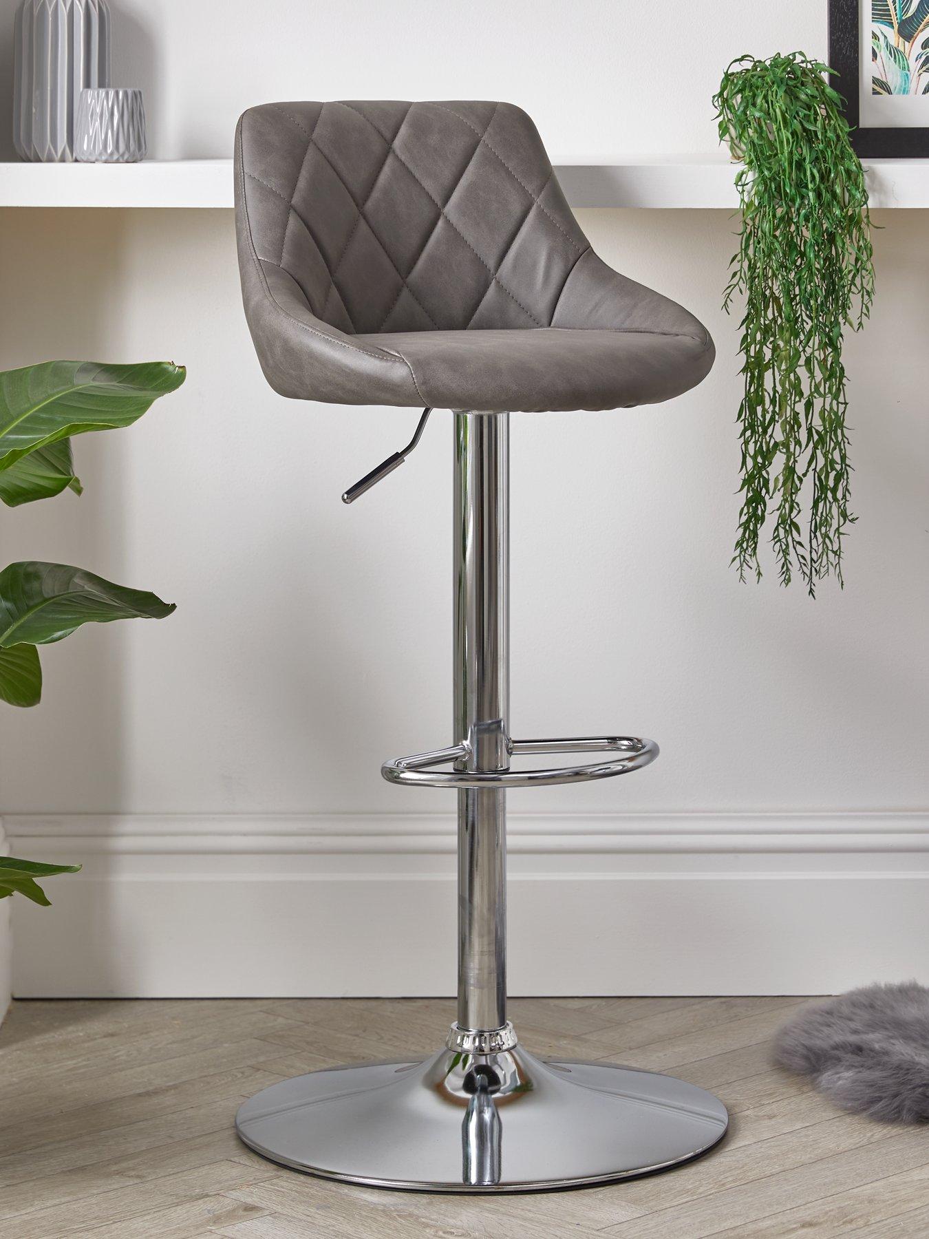 Very Home Diamond Stitch Faux Leather Bar Stool - Grey - FSC® Certified