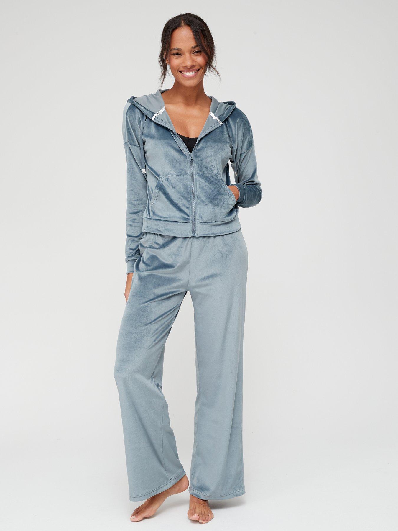 V by Very Zip Up Velour Wide Leg Set