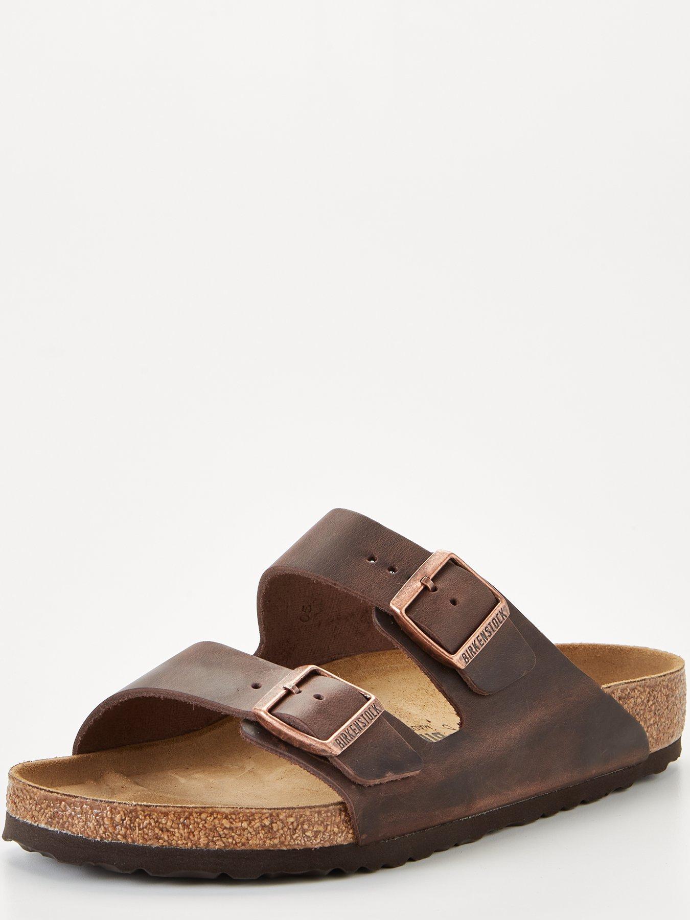 Men's Arizona Black Oiled Leather Sandal