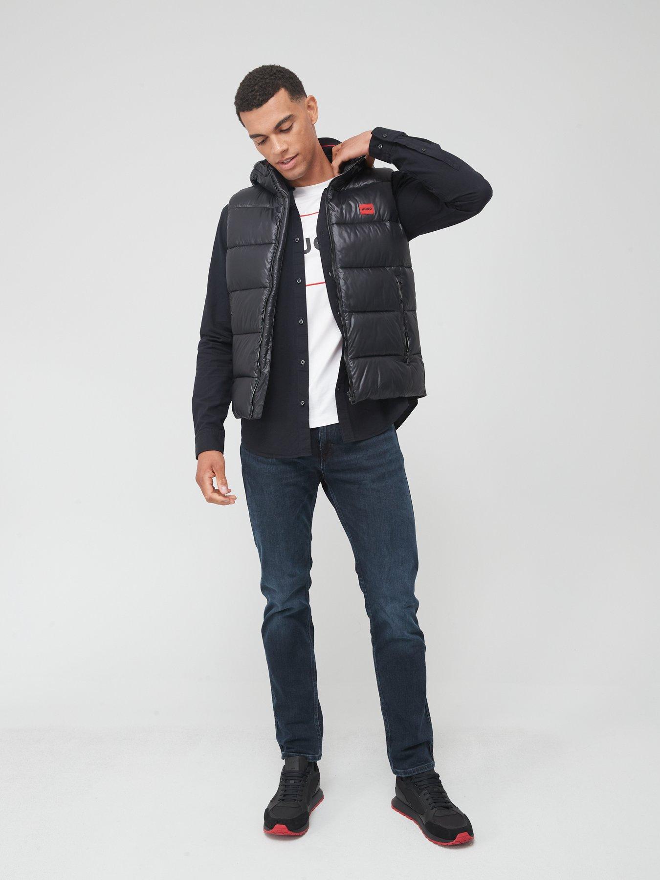 HUGO Hommes 708 Jean Slim Fit En Denim Stretch Confortable Noir, Gris Foncé 22, 34W / 34L