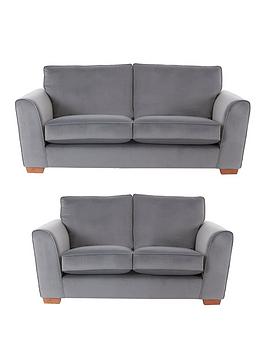 Product photograph of Very Home Jackson 3 Seater 2 Seater Velvet Sofa Set Buy And Save from very.co.uk