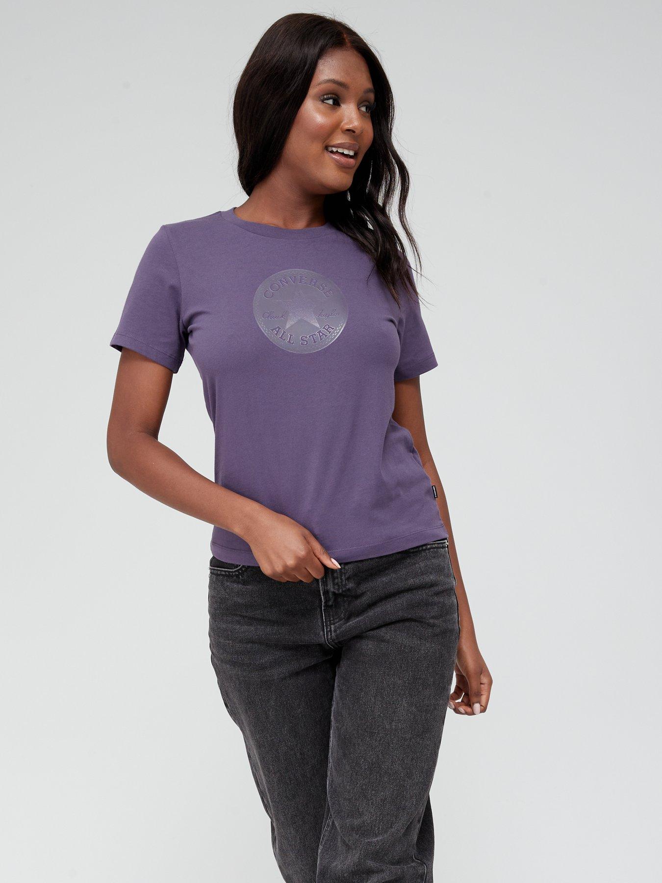 Converse t shirt hotsell womens purple