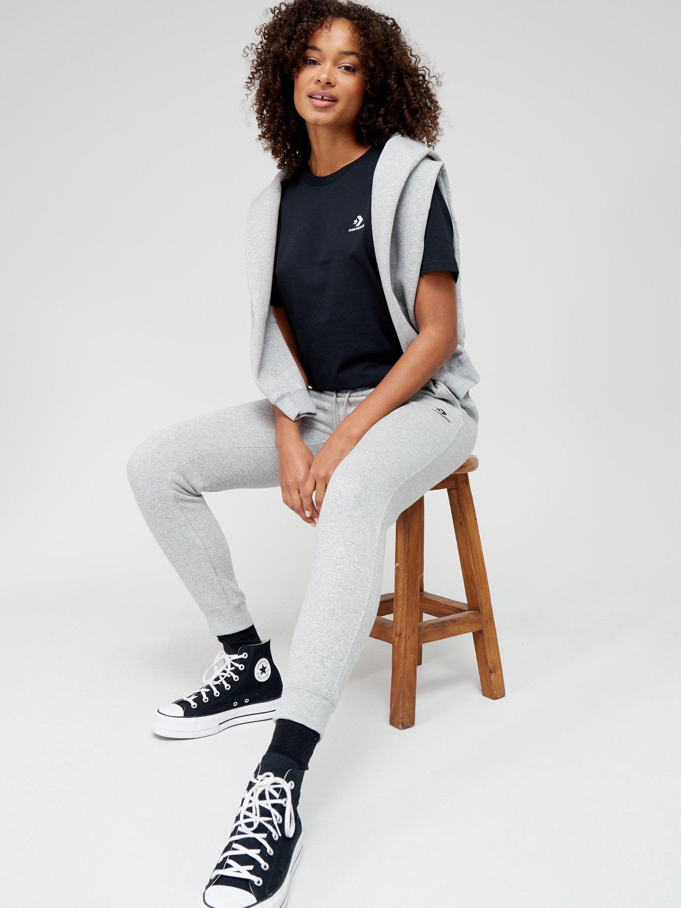Grey converse joggers deals