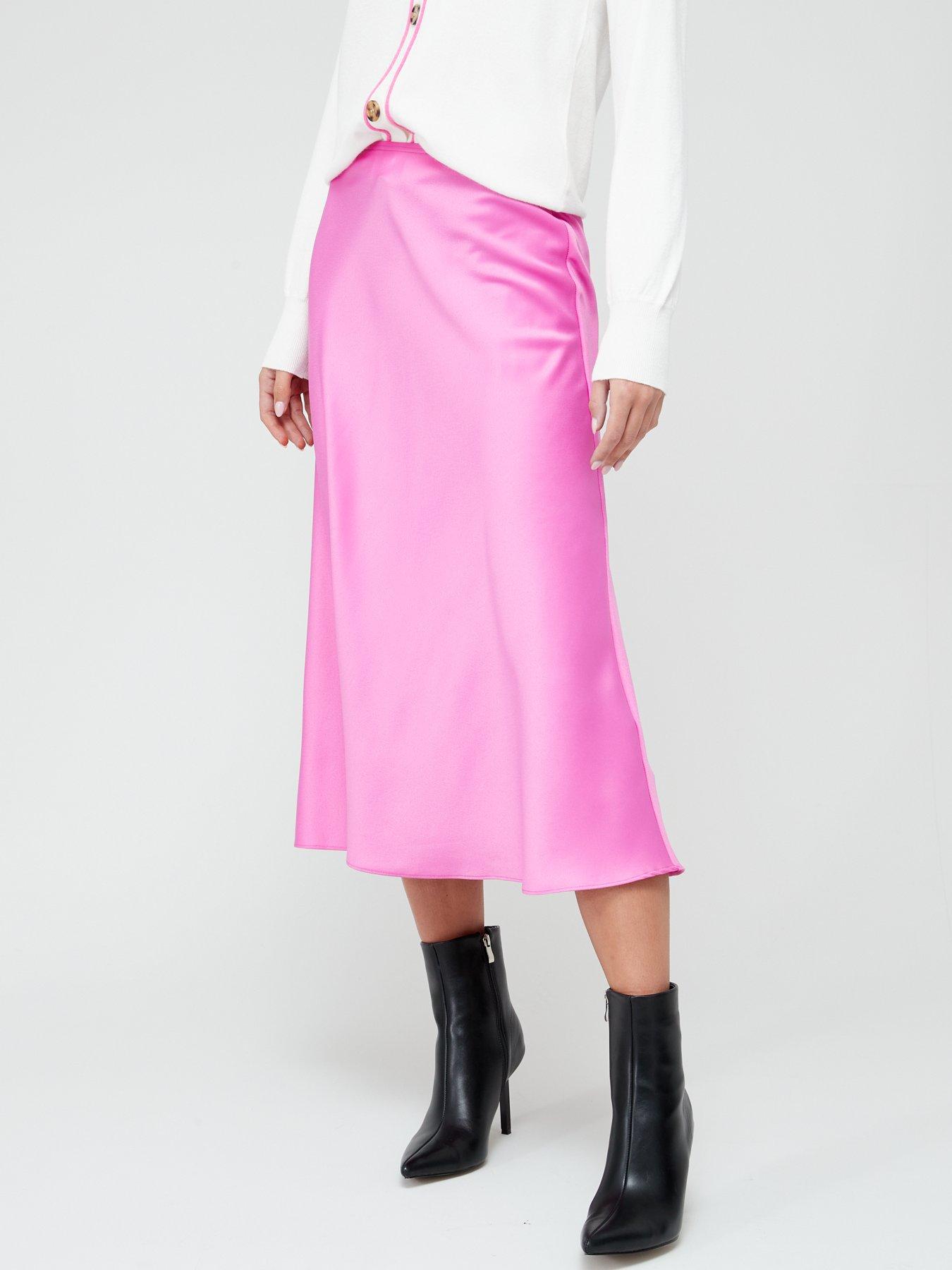 Pink bias midi clearance skirt