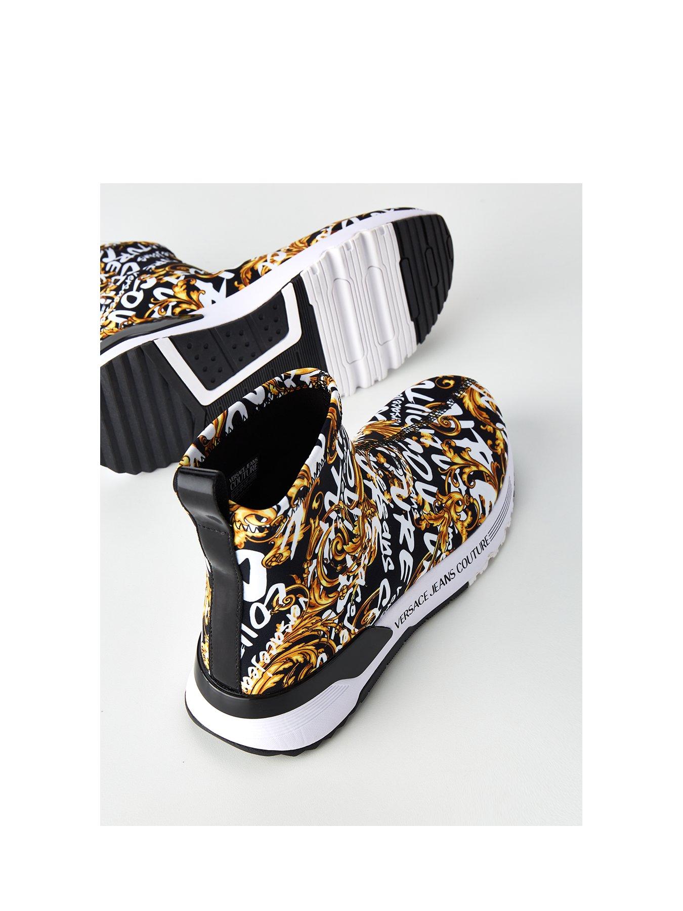 Versace Jeans Couture Logo Sock Trainers - Black | very.co.uk