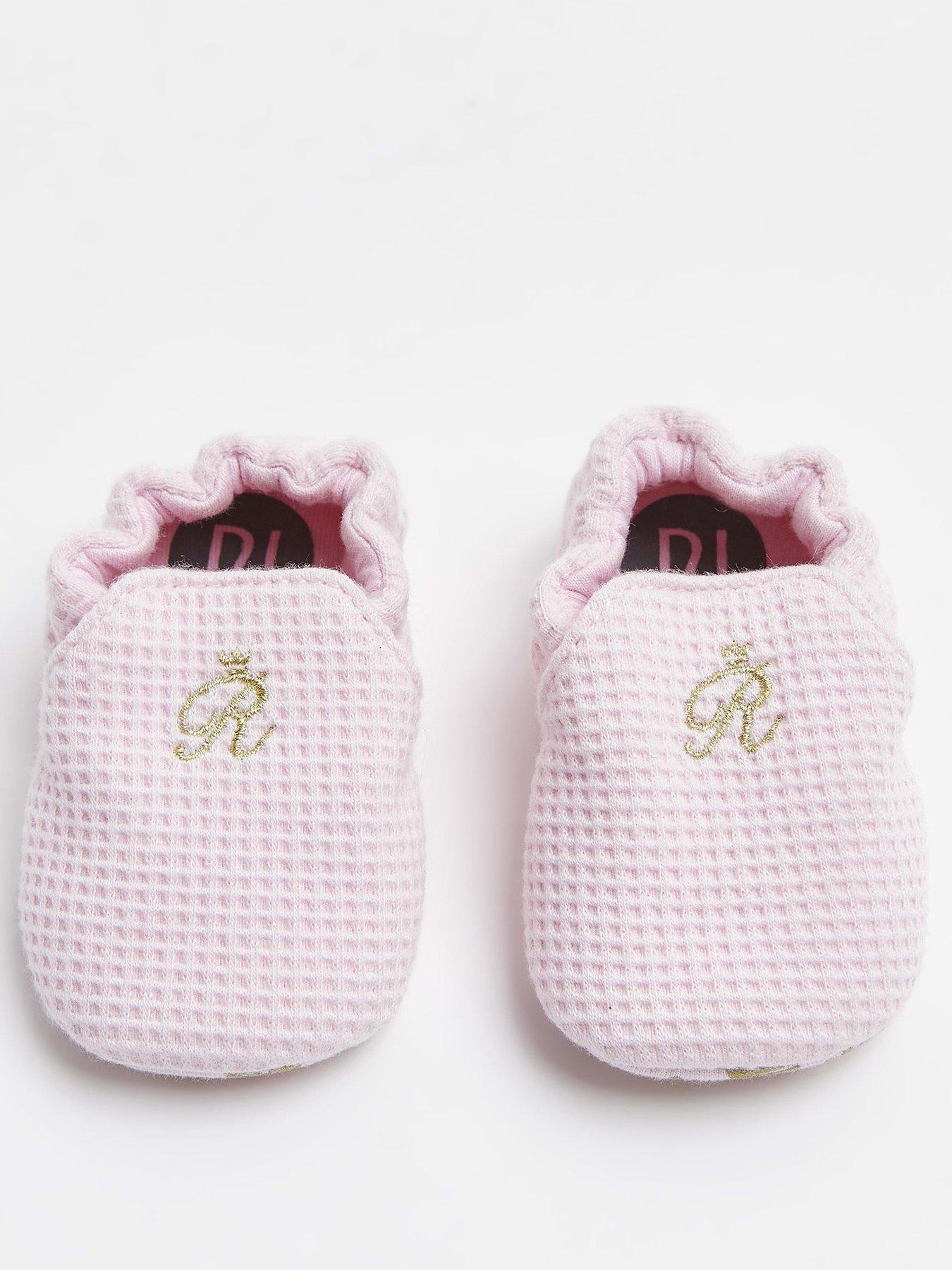 Newborn Baby Knitted Booties Bootees Butterflies Pink White Girls Uni Soft Touch 