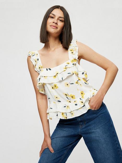 dorothy-perkins-yellow-floral-crinkle-top