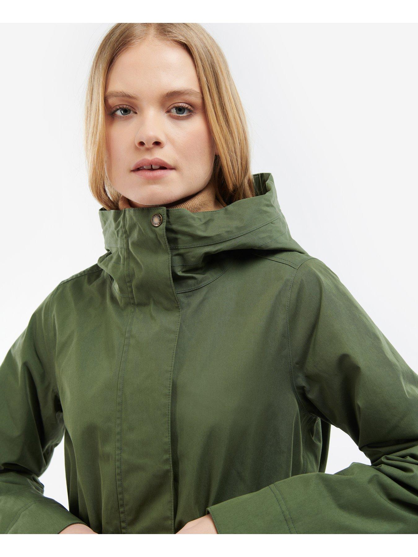 Barbour Bowlees Waterproof Longline Jacket - Green | Very.co.uk