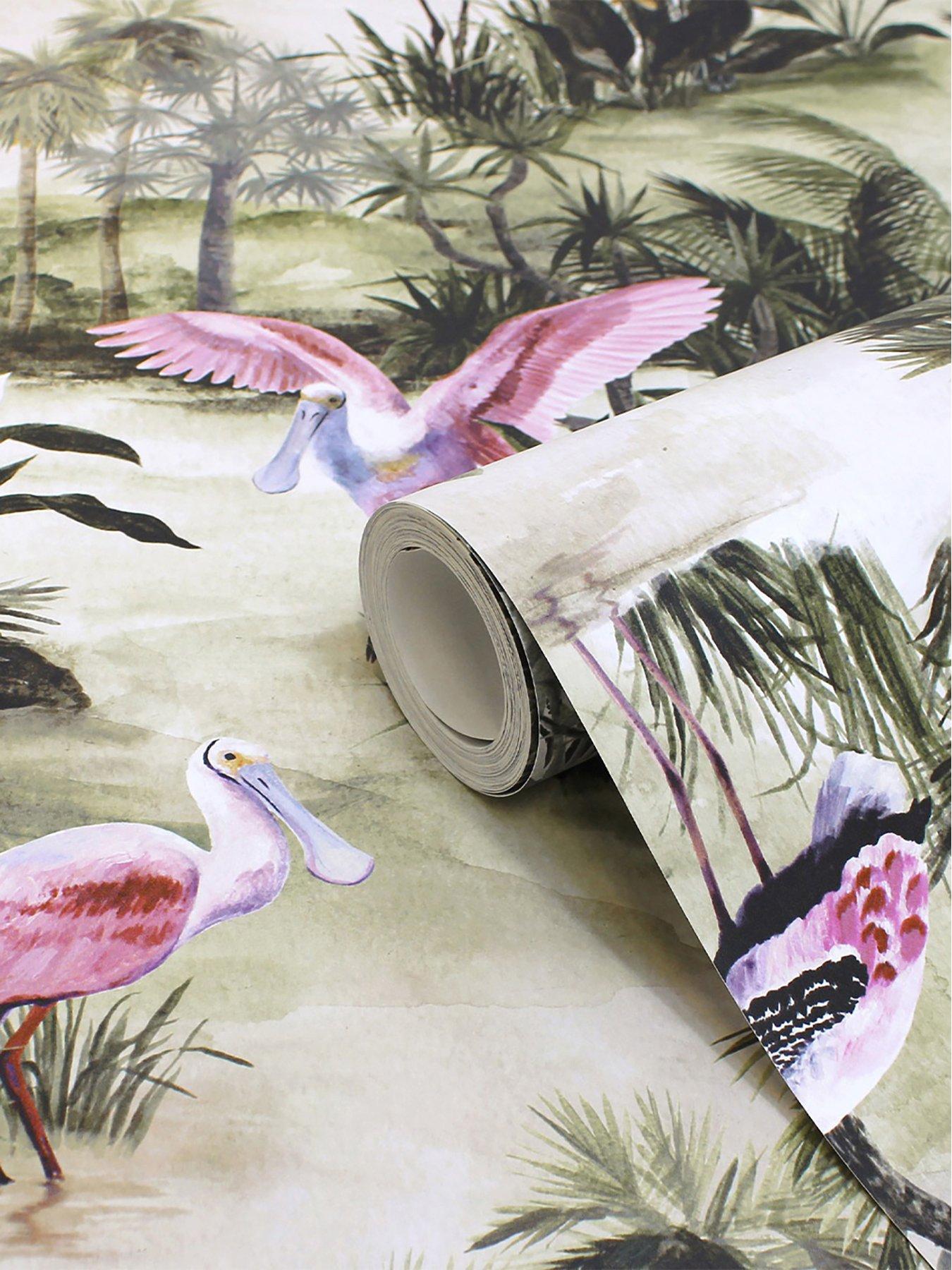 Product photograph of Paoletti Platalea Digitally Printed Tropical Wallpaper from very.co.uk
