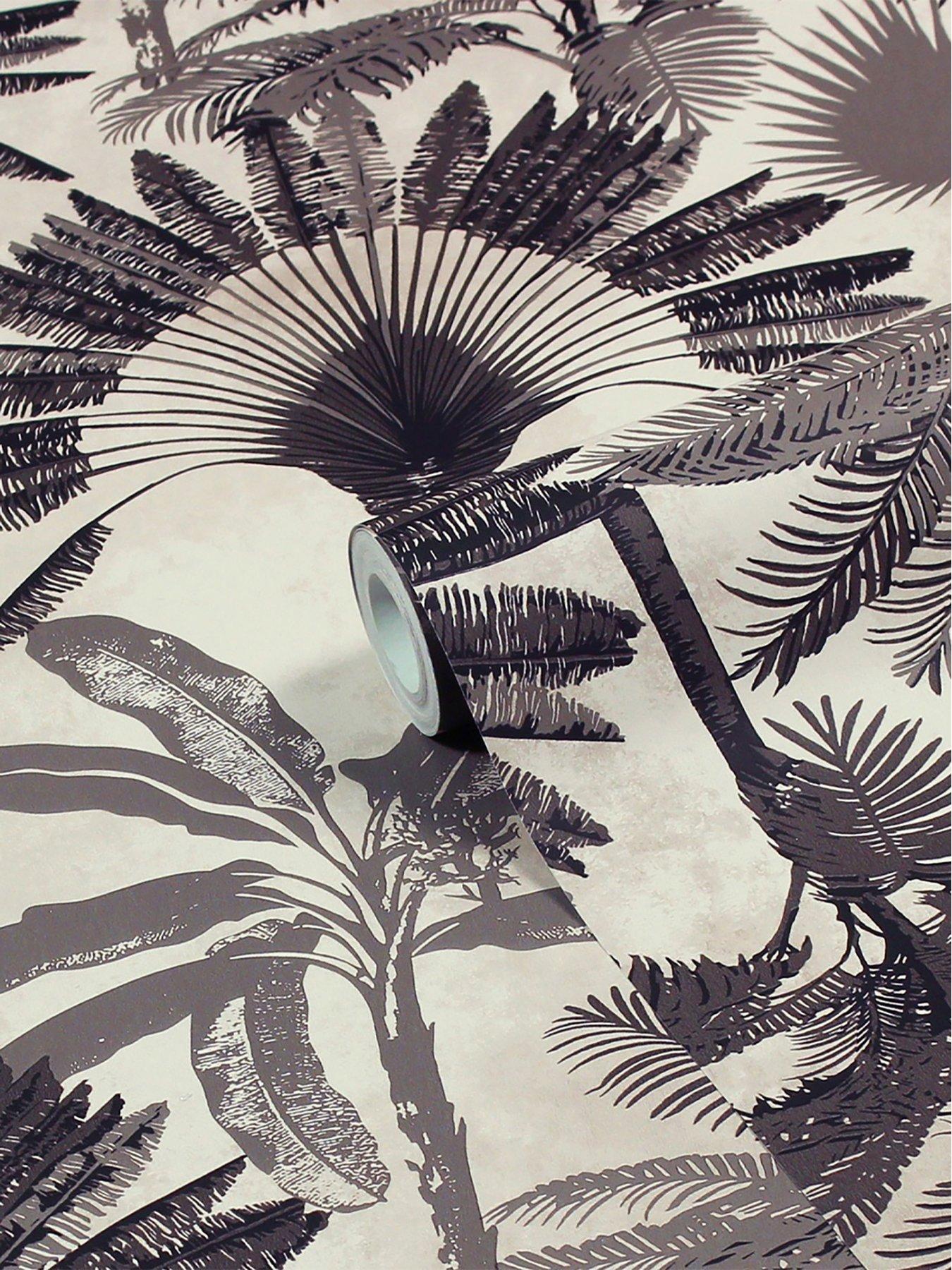 Product photograph of Furn Malaysian Palm Tropical Printed Wallpaper from very.co.uk