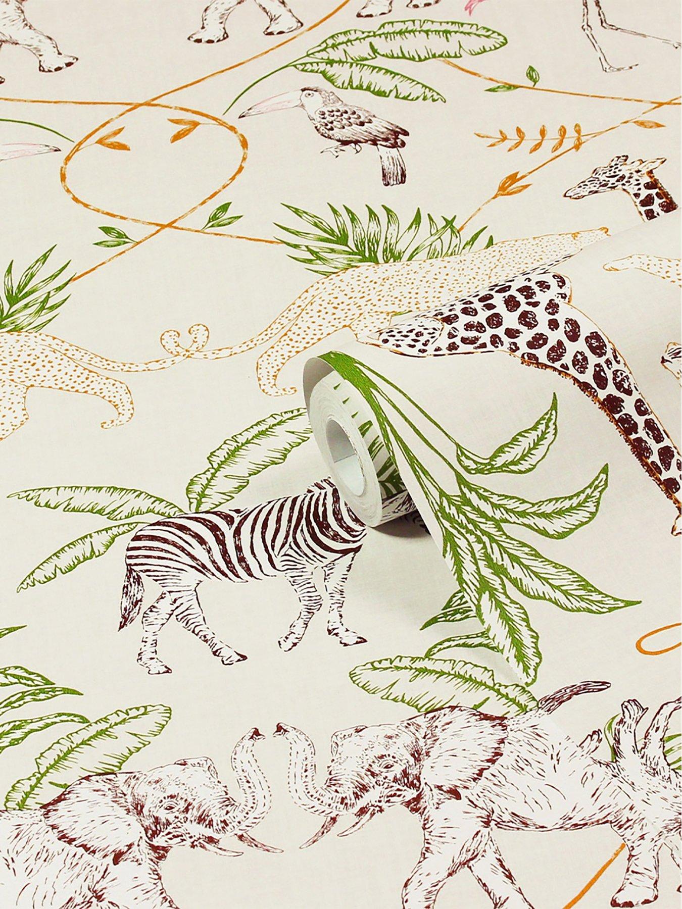 Product photograph of Furn Serengeti Animal Printed Wallpaper from very.co.uk