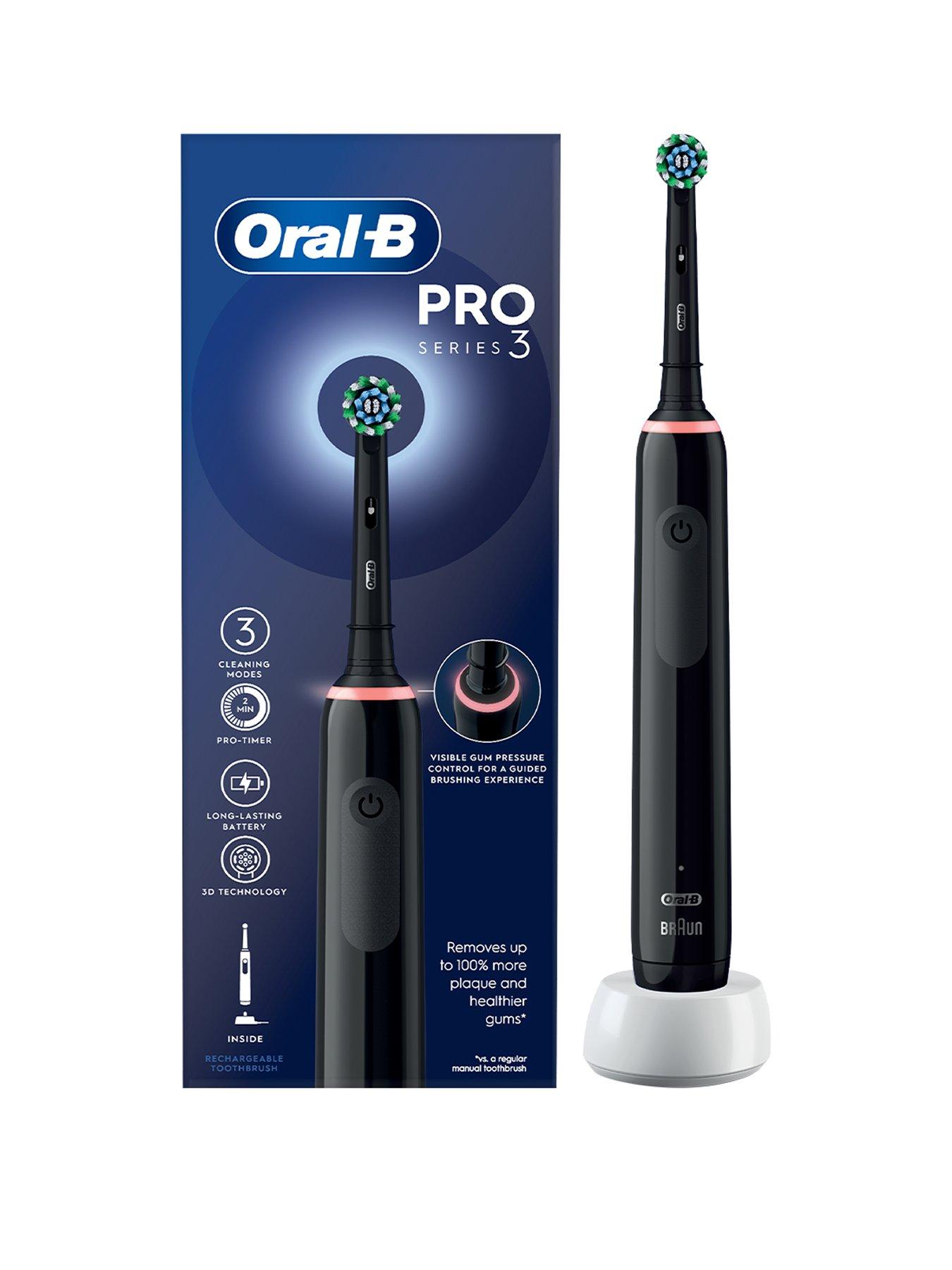OralB Pro 3 3000 AllBlack Cross Action Electric Toothbrush very.co.uk