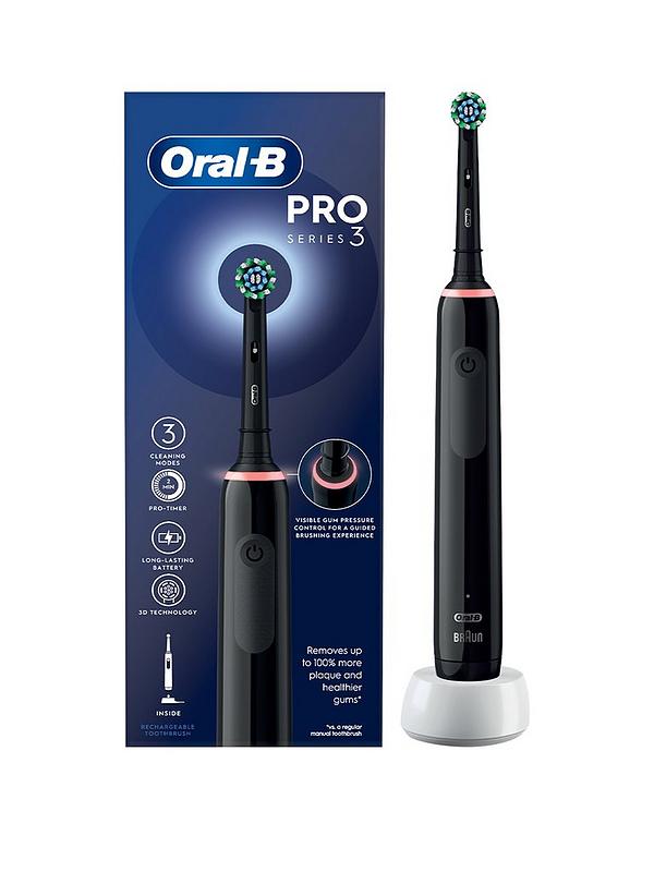 Image 1 of 5 of Oral-B Pro 3 3000 All-Black Cross Action Electric Toothbrush