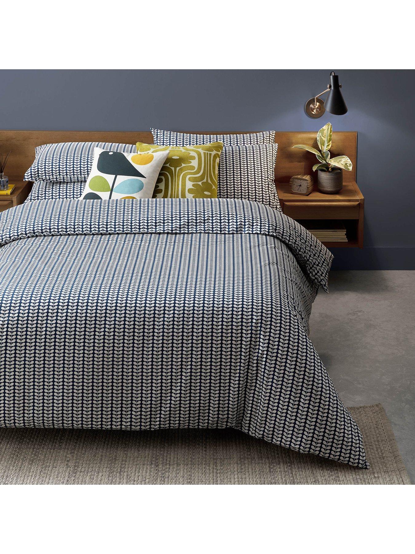 Product photograph of Orla Kiely Tiny Stem Pillowcase Pair Ndash Whale Blue from very.co.uk