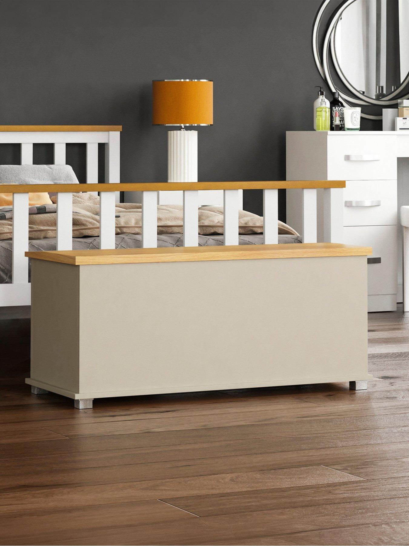 undefined Arlington Storage Ottoman - Grey/Oak
