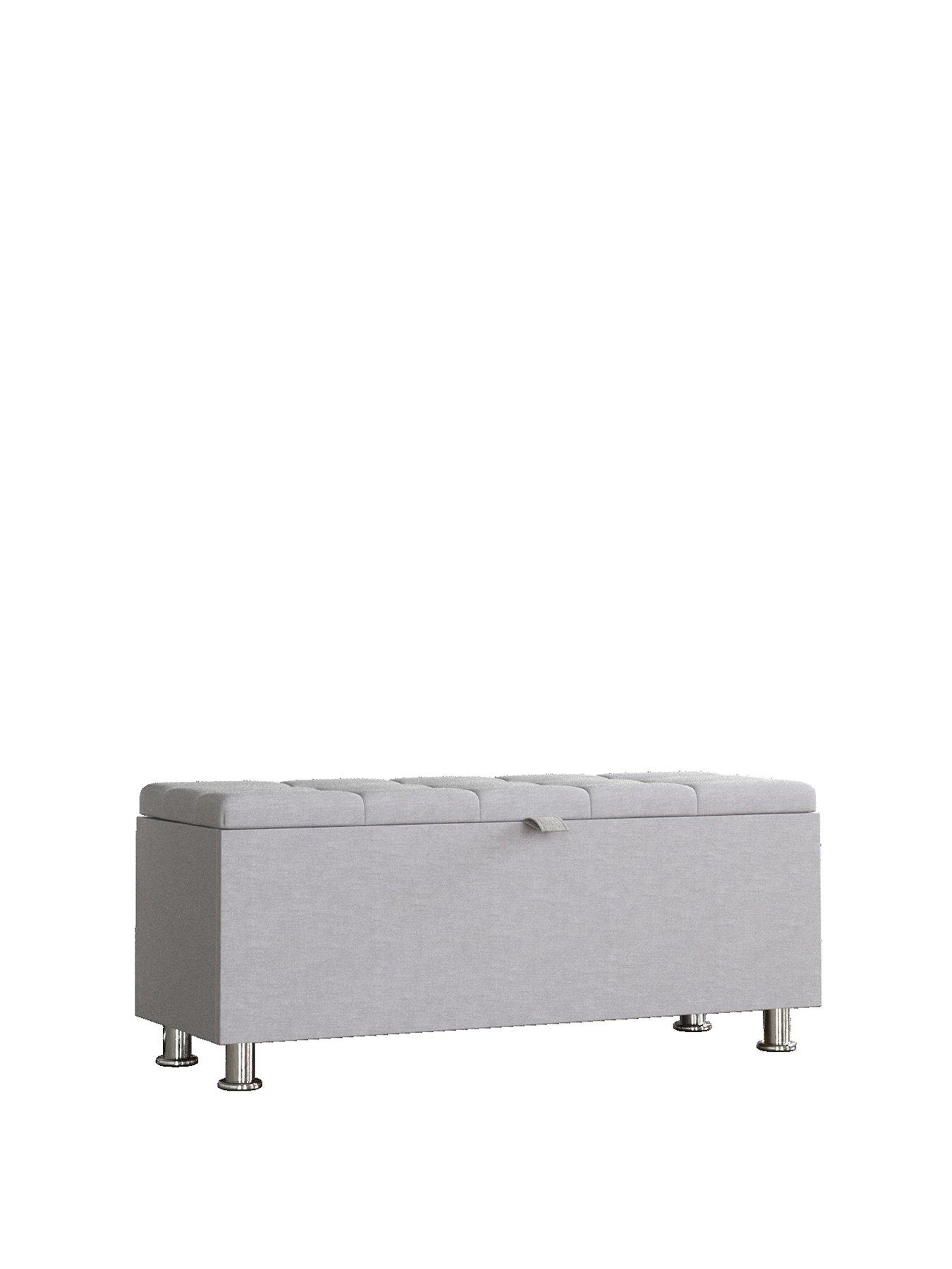 Grey fabric deals storage bench