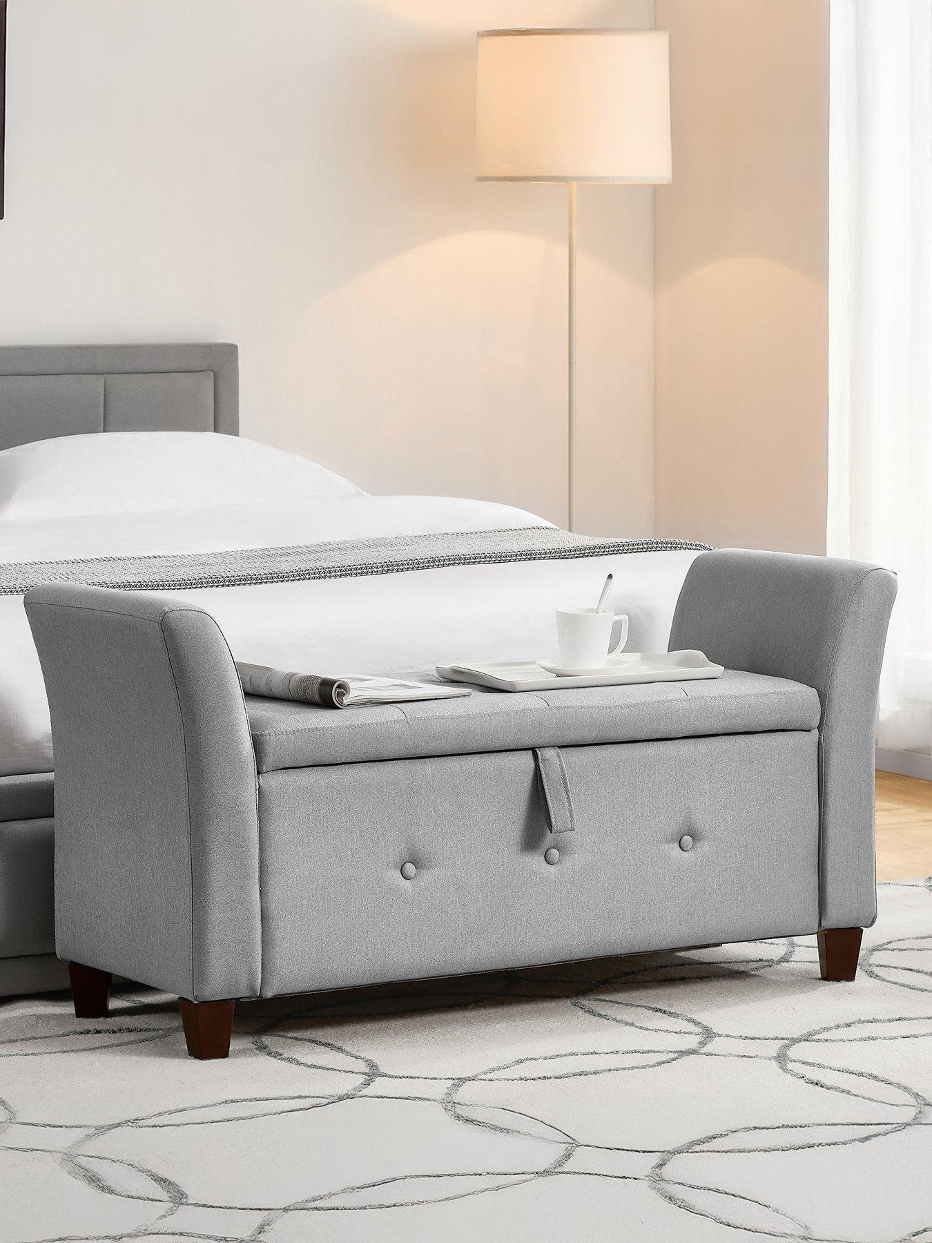 Vida Designs Seville Linen Storage Ottoman - Light Grey