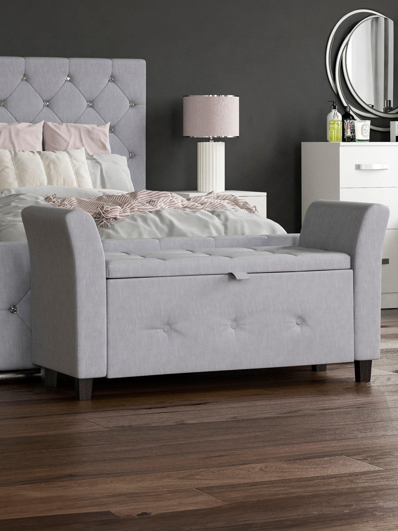undefined Seville Linen Storage Ottoman - Light Grey