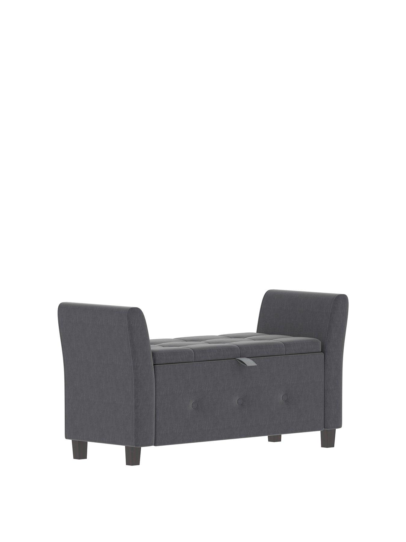 Product photograph of Vida Designs Seville Fabric Storage Ottoman - Dark Grey from very.co.uk