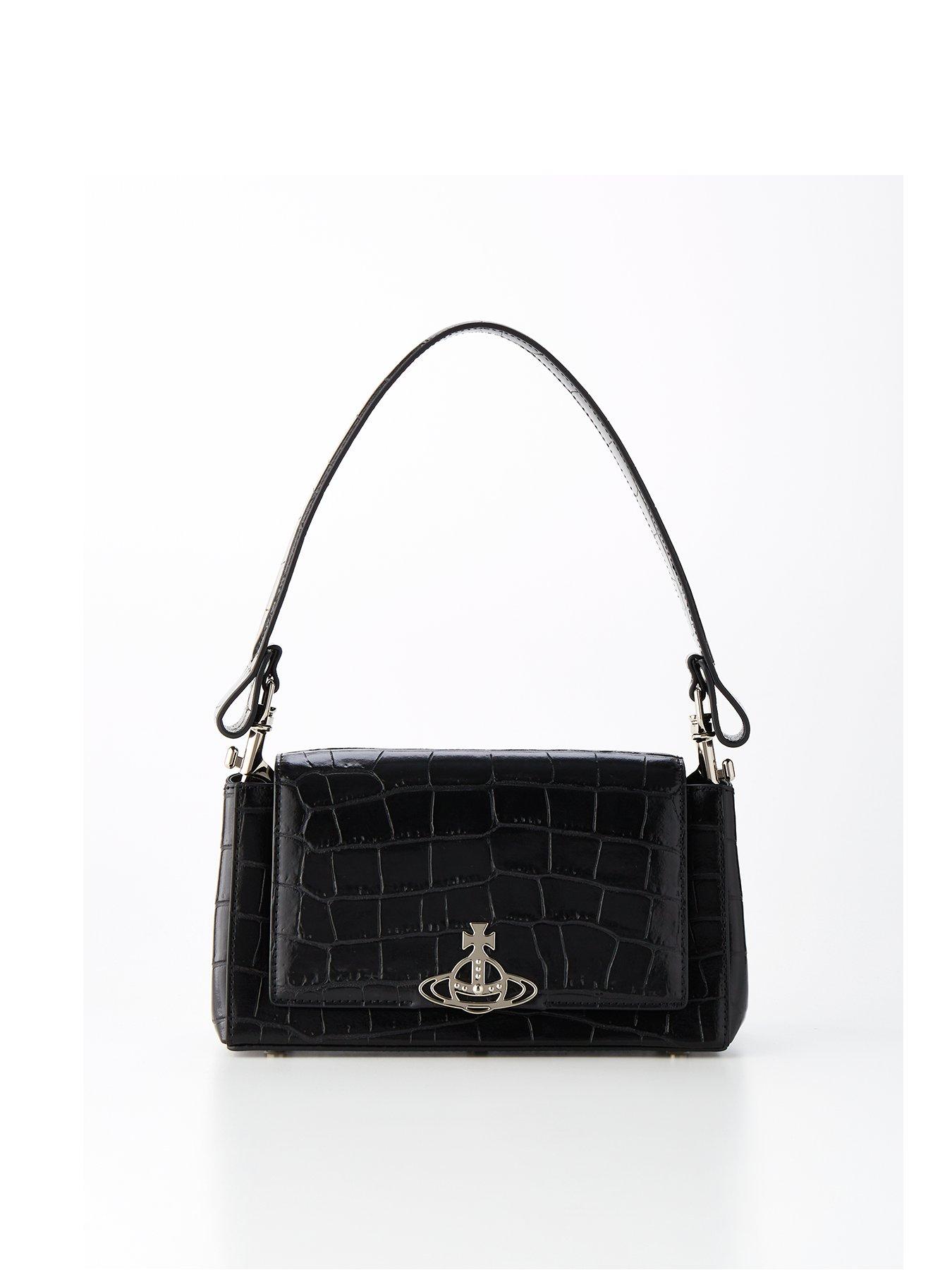 Hazel Medium Croc Handbag Black