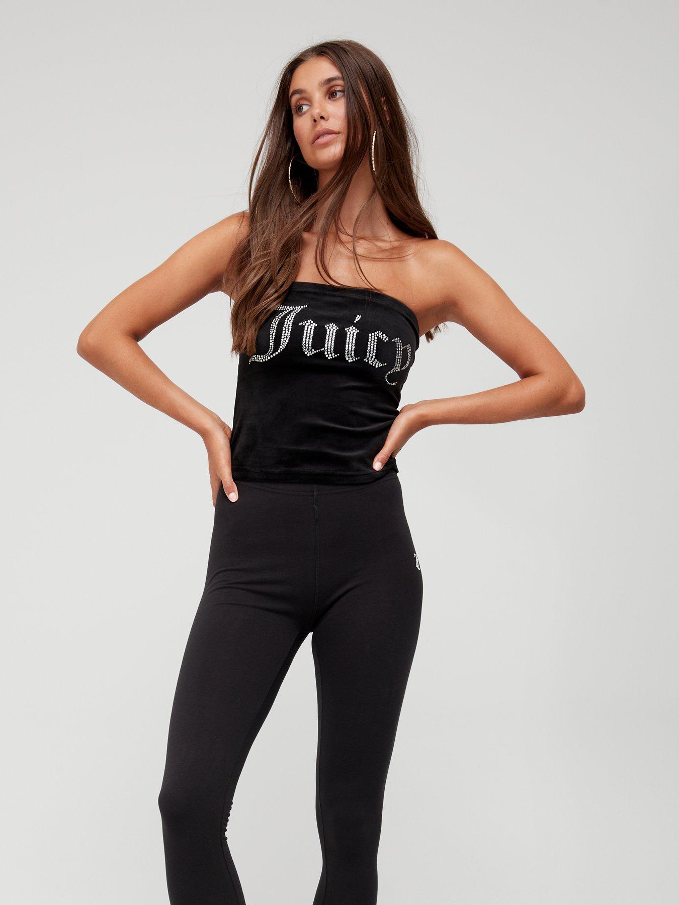 Juicy Couture UO Exclusive Rhinestone Logo Black Tube Top