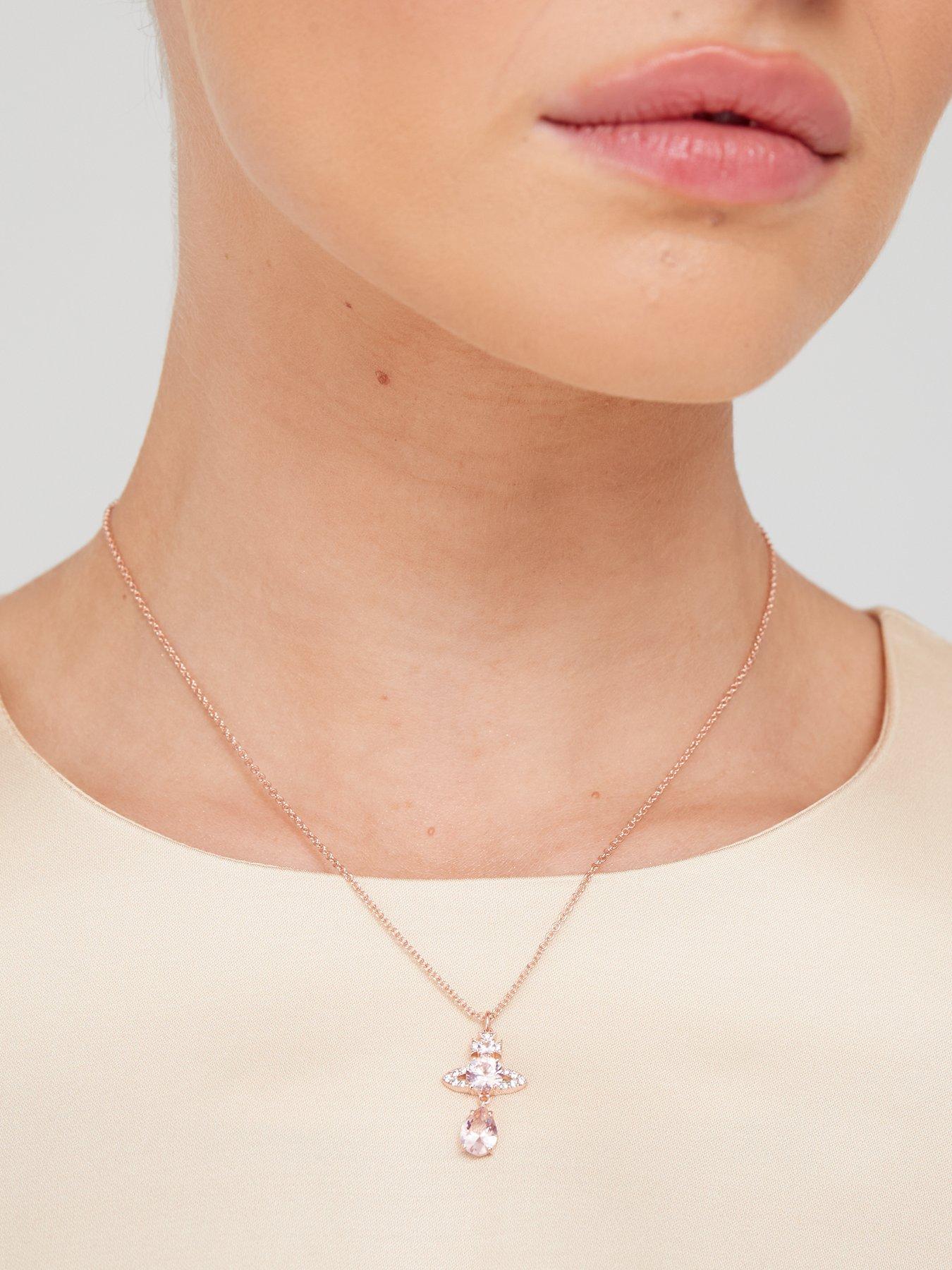 Vivienne Westwood Ismene Drop Pendant Necklace Rose Gold very.co.uk