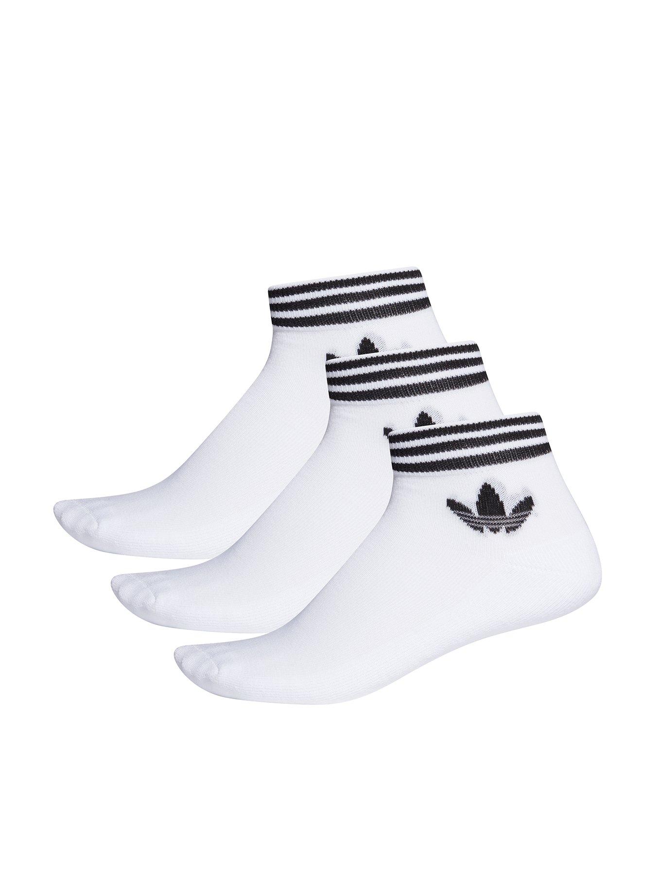 undefined Kids Adicolor Ankle 3 Pack Socks - White/Black