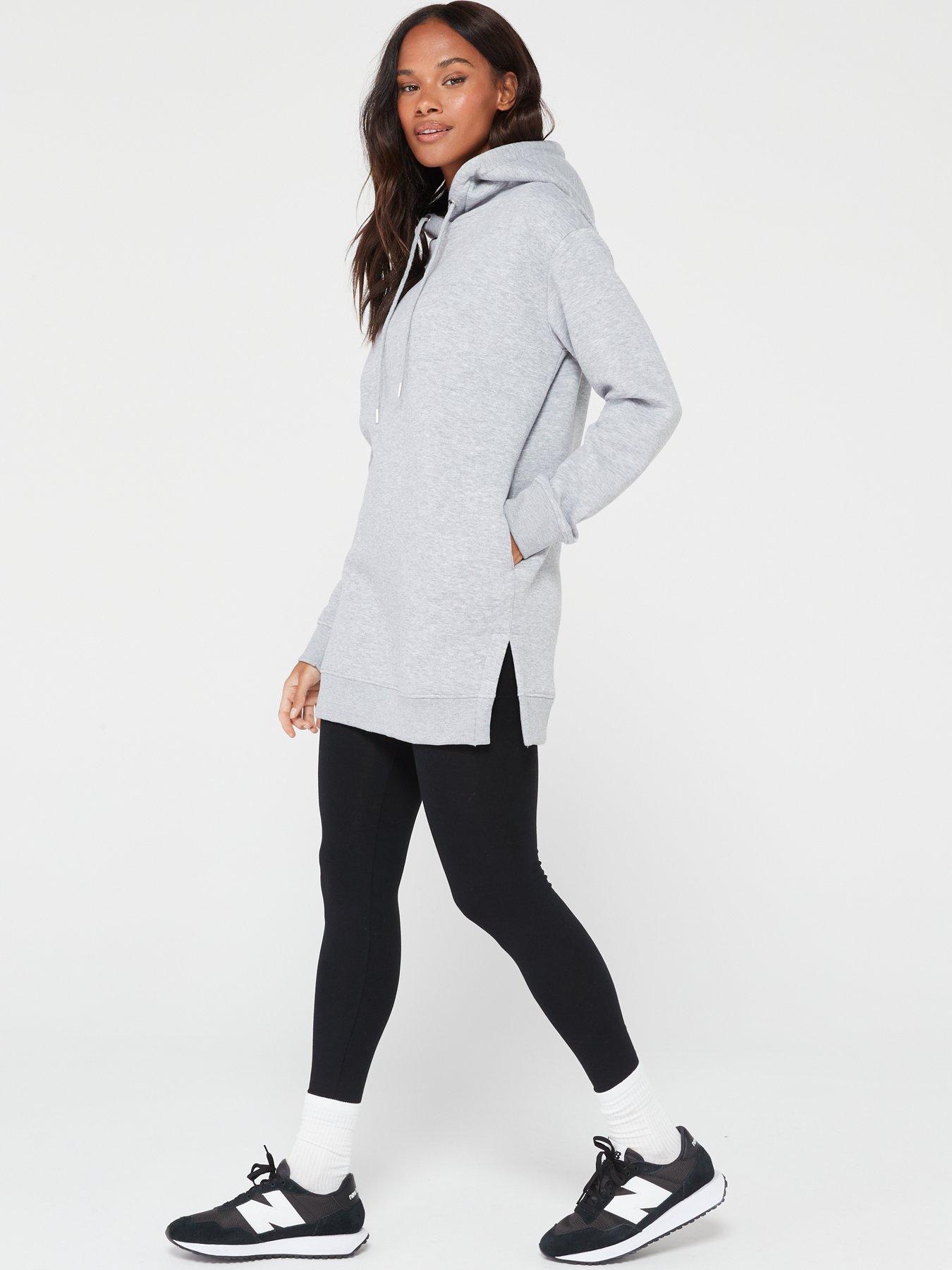 Everyday Essential Longline Hoodie With Side Splits Grey