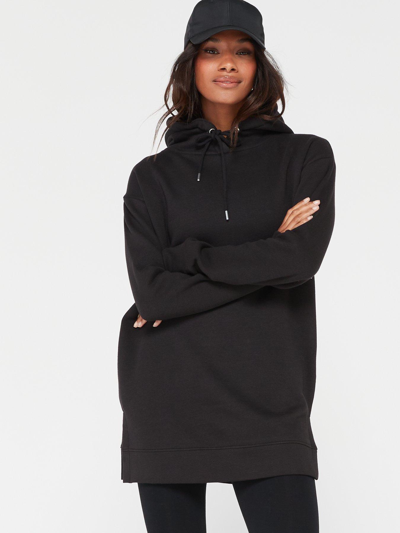 Everyday Essential Longline Hoodie With Side Splits - Black | very.co.uk