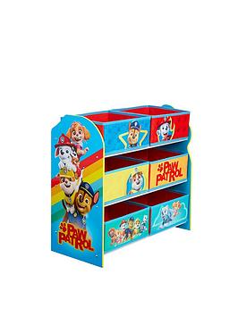 Product photograph of Paw Patrol Kids Bedroom Toy Storage Unit With 6 Fabric Storage Boxes from very.co.uk